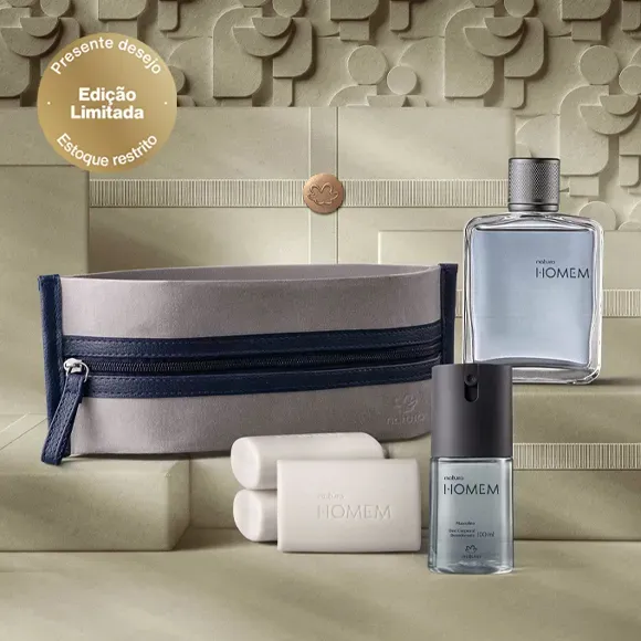 Presente Natura Homem com Nécessaire Feito de Papel Lavável + Cupom de Desconto Presente Natura Homem com Nécessaire Feito de Papel Lavável + Cupom de Desconto