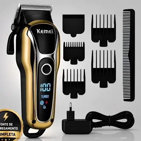 Maquina De Cortar Cabelo Profissional Turbo Sem Fio Original Dourado-escuro 110v/220v Maquina De Cortar Cabelo Profissional Turbo Sem Fio Original Dourado-escuro 110v/220v