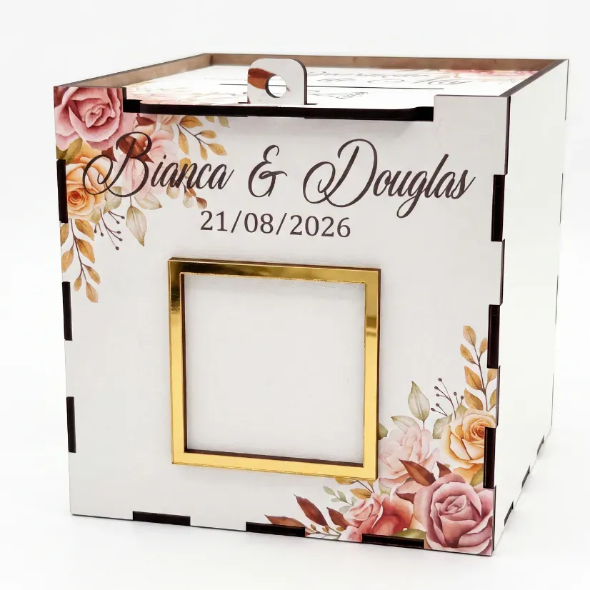 Caixa Pix Casamento Floral Terracota Personalizada Corte da Gravata Operação Lua de Mel QR Code 13cm Caixa Pix Casamento Floral Terracota Personalizada Corte da Gravata Operação Lua de Mel QR Code 13cm