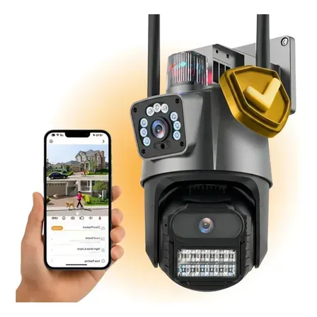 Câmera Segurança Wifi Dupla Lente 4k 6mp App Icsee Black Preto Câmera Segurança Wifi Dupla Lente 4k 6mp App Icsee Black Preto