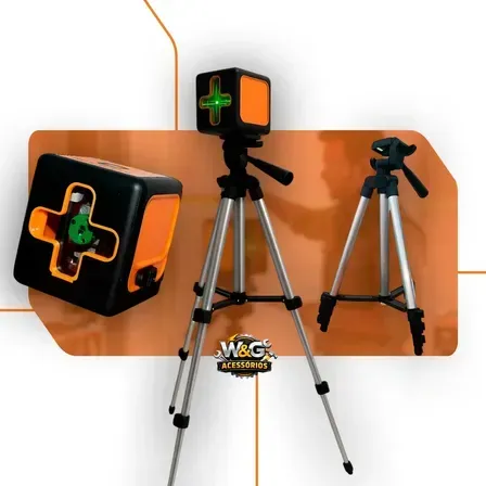 Nível A Laser Verde 2 Linhas Esquadro + Suporte + Tripé Profissional Prumo 20m Autonivelante Pilhas W&g Nível A Laser Verde 2 Linhas Esquadro + Suporte + Tripé Profissional Prumo 20m Autonivelante Pilhas W&g