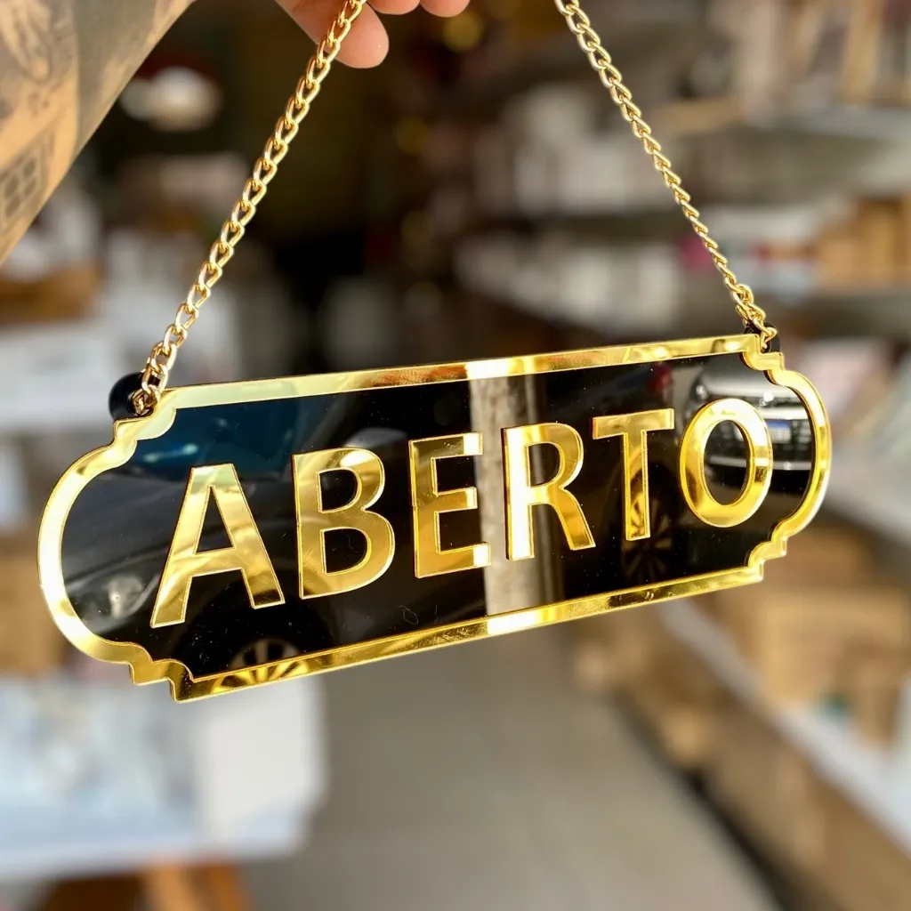 PLACA ABERTO E FECHADO EM ACRILICO ESPELHADO COM VENTOSA DUPLA FACE PLACA ABERTO E FECHADO EM ACRILICO ESPELHADO COM VENTOSA DUPLA FACE