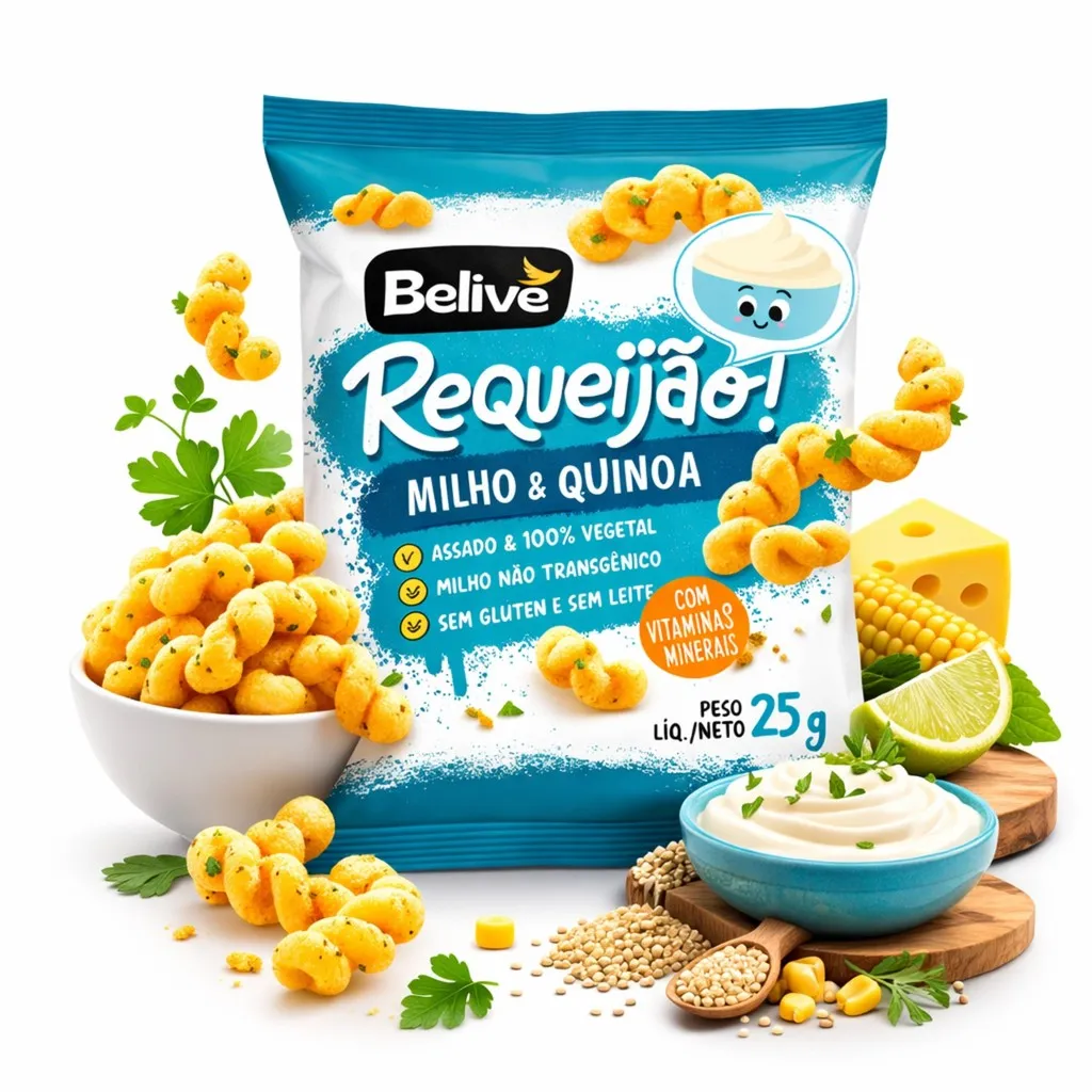 Kit 12 Salgadinho BELIVE S/ Gluten Sabor Requeijão 25g Kit 12 Salgadinho BELIVE S/ Gluten Sabor Requeijão 25g