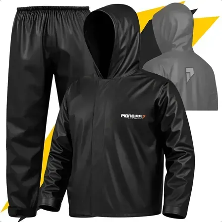 Capa De Chuva Roupa Conjunto Motoqueiro Pvc Emborrachada Reforçada Com Capuz Motoboy Ciclista Moto Impermeável Pioneira Capa De Chuva Roupa Conjunto Motoqueiro Pvc Emborrachada Reforçada Com Capuz Motoboy Ciclista Moto Impermeável Pioneira