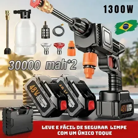 Lavadora de Alta Pressão Portátil Recarregável Maleta 2 Baterias Preto Lavadora de Alta Pressão Portátil Recarregável Maleta 2 Baterias Preto