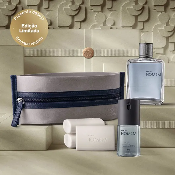 Presente Natura Homem com Nécessaire Feito de Papel Lavável + Cupom de Desconto Presente Natura Homem com Nécessaire Feito de Papel Lavável + Cupom de Desconto