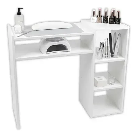 Mesa Para Manicure Profissional De Nail Designer Com Nichos Branco Mesa Para Manicure Profissional De Nail Designer Com Nichos Branco
