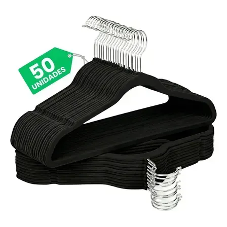 Kit Cabides Veludo De Roupa Antideslizante Slim Adulto 50 Un Kit Cabides Veludo De Roupa Antideslizante Slim Adulto 50 Un