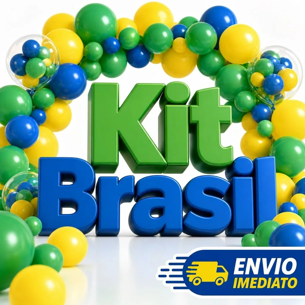 Kit Brasil Verde Amarelo Azul Pacote 50 Unidades Decoração Festa Copa Látex Premium Kit Brasil Verde Amarelo Azul Pacote 50 Unidades Decoração Festa Copa Látex Premium