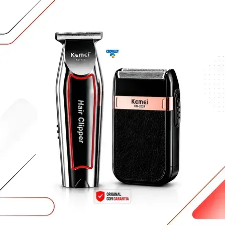 Kit Maquina Acabam. Corte Cabelo Barba Kemei-032 Shaver-2024 Prateado 127/220v Kit Maquina Acabam. Corte Cabelo Barba Kemei-032 Shaver-2024 Prateado 127/220v
