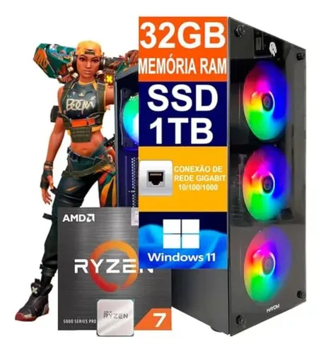 PC Gamer Ryzen 7 com 32GB RAM e 1TB SSD: Desempenho Imbatível! PC Gamer Ryzen 7 com 32GB RAM e 1TB SSD: Desempenho Imbatível!
