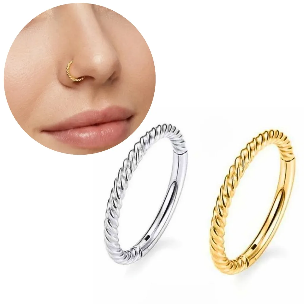 Piercing Argola Torcida Nariz Titânio Feminino Aço Cirúrgico Anti Alérgico Acessórios Dourado Prata Piercing Argola Torcida Nariz Titânio Feminino Aço Cirúrgico Anti Alérgico Acessórios Dourado Prata