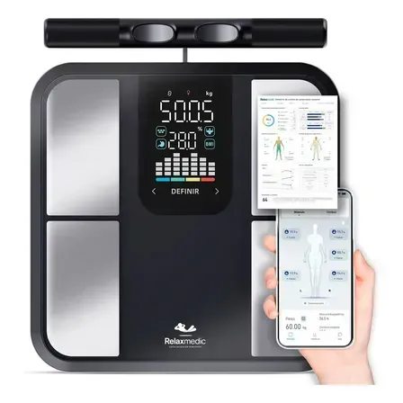 Balança De Bioimpedância 8 Sensores Relaxmedic Digital Preto Balança De Bioimpedância 8 Sensores Relaxmedic Digital Preto