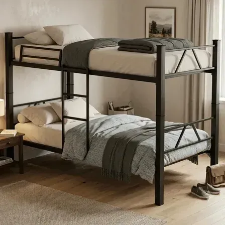 Cama Beliche Solteiro Klm Aço Reforçado Tubular -metal Cor Preto Beliche Steel Cama Beliche Solteiro Klm Aço Reforçado Tubular -metal Cor Preto Beliche Steel