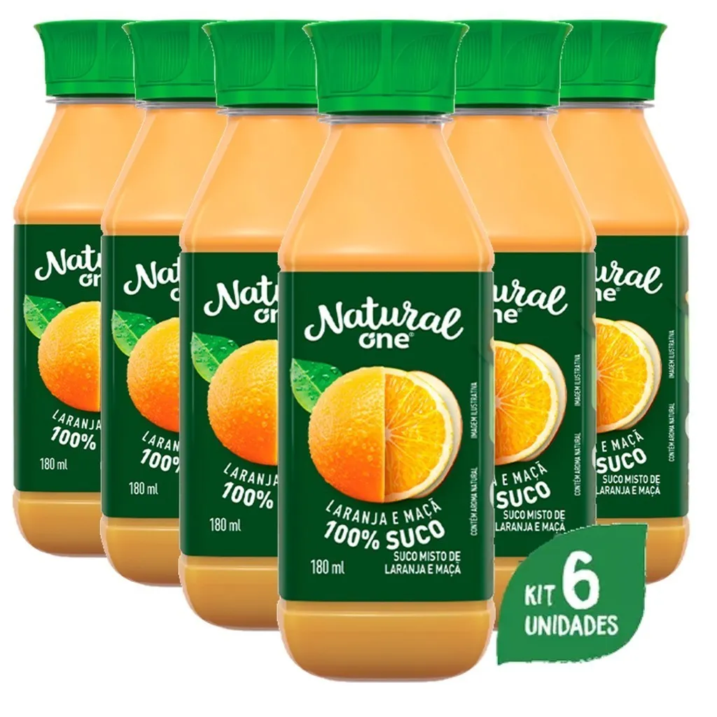 Suco Natural One Laranja e Maçã Ambiente 180ml (6 Unidades) Suco Natural One Laranja e Maçã Ambiente 180ml (6 Unidades)