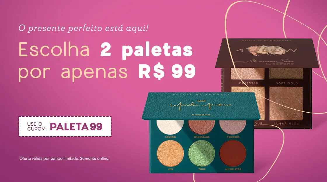 2 Paletas de Maquiagem Océane por apenas R com meu cupom! 2 Paletas de Maquiagem Océane por apenas R com meu cupom!