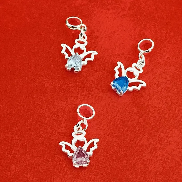 Pingente Berloque p/ Pulseira Filho Filha Anjo Zircônia Anjinho Barriguinha Banhado Prata 925 Pingente Berloque p/ Pulseira Filho Filha Anjo Zircônia Anjinho Barriguinha Banhado Prata 925
