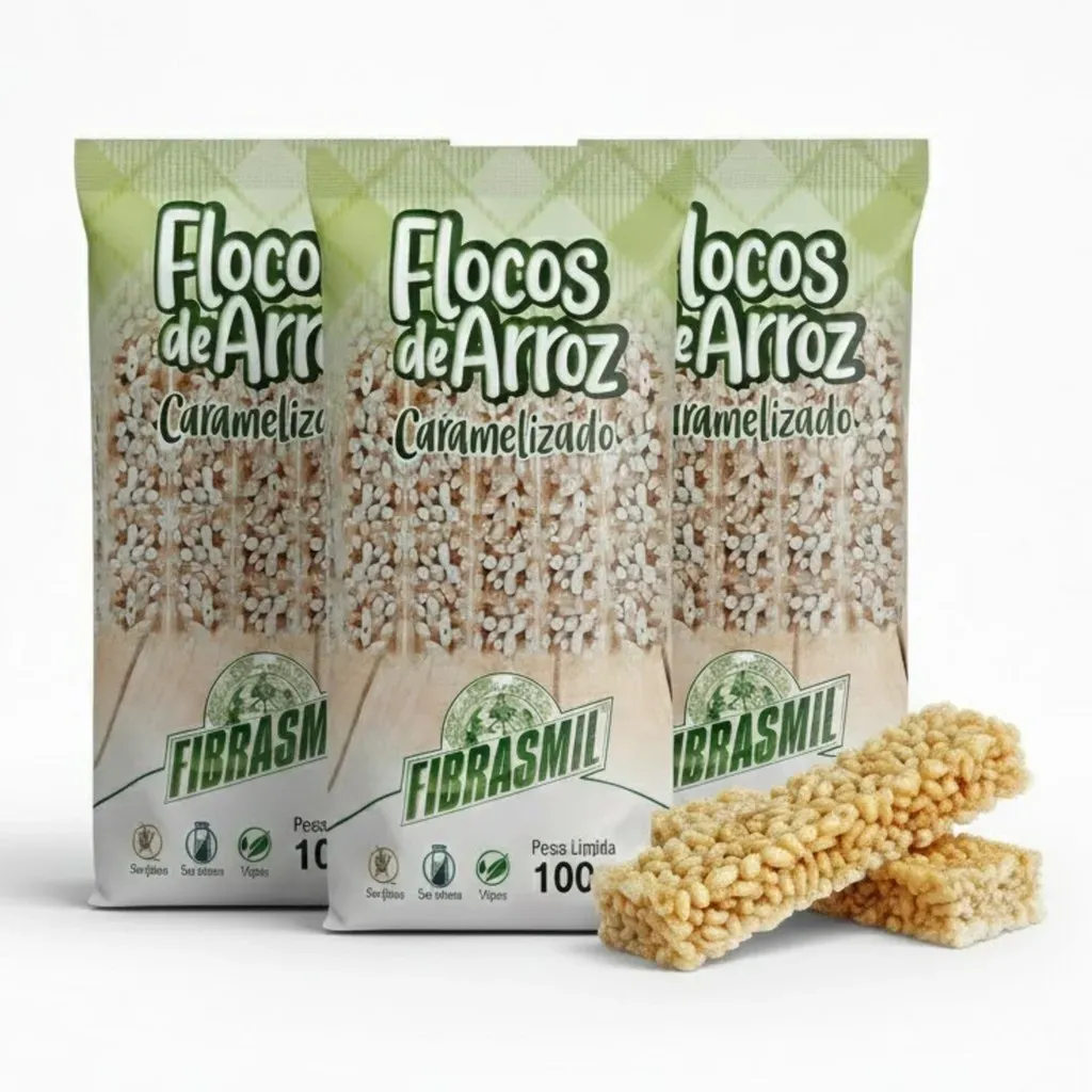 Kit c/ 3und Flocos de Arroz Caramelizado FIBRASMIL 100g Kit c/ 3und Flocos de Arroz Caramelizado FIBRASMIL 100g