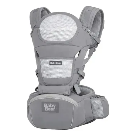 Bolsa Canguru Ergonômico Bebê Mãe Premium 12 Posições 4 Em 1 Baby Bear Cor Cinza Bolsa Canguru Ergonômico Bebê Mãe Premium 12 Posições 4 Em 1 Baby Bear Cor Cinza