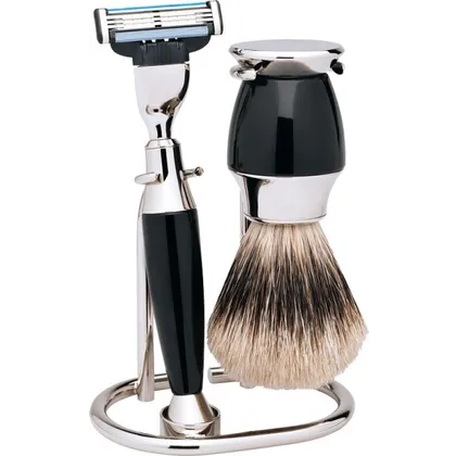 Erbe Shaving Shop Rasierset dreiteilig, schwarz/silber, Gillette Mach 3 Erbe Shaving Shop Rasierset dreiteilig, schwarz/silber, Gillette Mach 3