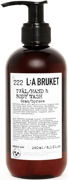 L:A Bruket No. 222 Hand & Body Wash Spruce 240 ml L:A Bruket No. 222 Hand & Body Wash Spruce 240 ml