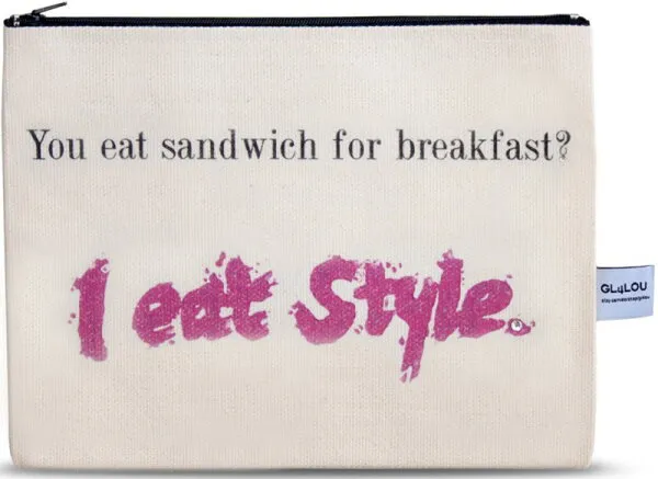 4LOU Vanity Bag Eat Style – 100% Canvas Swarovski Applikationen 4LOU Vanity Bag Eat Style – 100% Canvas Swarovski Applikationen