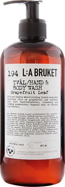 L:A Bruket No. 194 Hand & Body Wash Grapefruit Leaf 450 ml L:A Bruket No. 194 Hand & Body Wash Grapefruit Leaf 450 ml