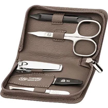 Erbe Collection fünfteiliges Manicure Set im Leder-Reißverschluss-Etui meerblau Erbe Collection fünfteiliges Manicure Set im Leder-Reißverschluss-Etui meerblau