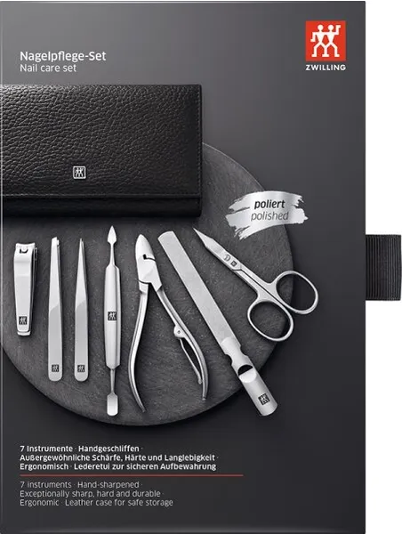ZWILLING Beauty Druckknopf-Etui, Rindleder, schwarz, 7-tlg. ZWILLING Beauty Druckknopf-Etui, Rindleder, schwarz, 7-tlg.
