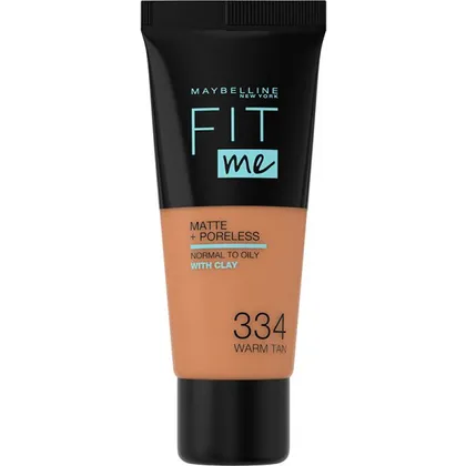 Maybelline New York Fit Me! Matte + Poreless Make-Up 334 Warm Tan Foundation (flüssig) 30ml Maybelline New York Fit Me! Matte + Poreless Make-Up 334 Warm Tan Foundation (flüssig) 30ml