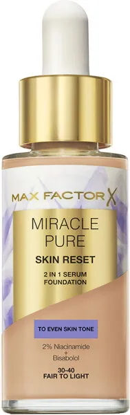 Max Factor Miracle Pure Skin Reset Foundation 30 ml 30-40 fair to light Max Factor Miracle Pure Skin Reset Foundation 30 ml 30-40 fair to light
