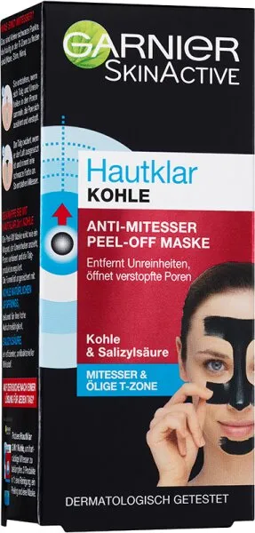 Garnier SkinActive Hautklar Kohle Anti-Mitesser Peel Off Maske Gesichtspeeling 50ml Garnier SkinActive Hautklar Kohle Anti-Mitesser Peel Off Maske Gesichtspeeling 50ml