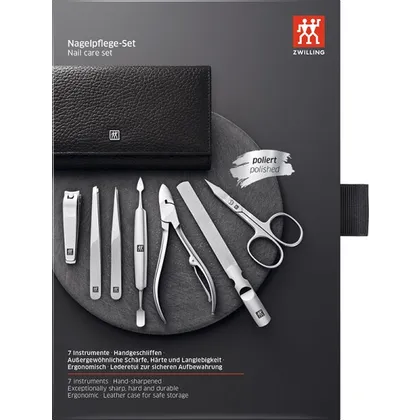 ZWILLING Beauty Druckknopf-Etui, Rindleder, schwarz, 7-tlg. ZWILLING Beauty Druckknopf-Etui, Rindleder, schwarz, 7-tlg.