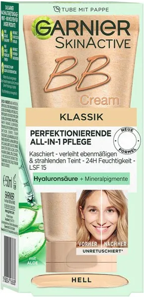 Garnier SkinActive BB Cream Klassik Perfektionierende All-in-1 Pflege LSF 15 Hell BB Creme 50ml Garnier SkinActive BB Cream Klassik Perfektionierende All-in-1 Pflege LSF 15 Hell BB Creme 50ml