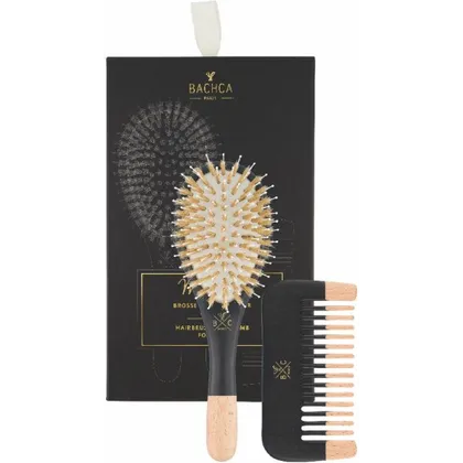 Bachca Men Kit – Brush Boar And Nylon Small Size + Wooden Comb Bachca Men Kit – Brush Boar And Nylon Small Size + Wooden Comb