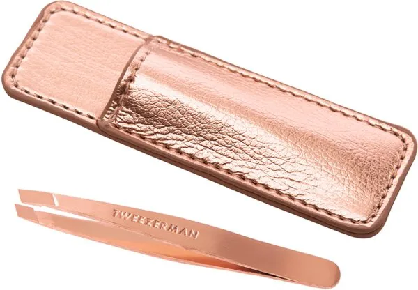 Tweezerman Mini Slant Tweezer & Case – Schräge Mini Pinzette mit Etui, Rose Gold Tweezerman Mini Slant Tweezer & Case – Schräge Mini Pinzette mit Etui, Rose Gold