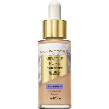 Max Factor Miracle Pure Skin Reset Foundation 30 ml 30-40 fair to light Max Factor Miracle Pure Skin Reset Foundation 30 ml 30-40 fair to light