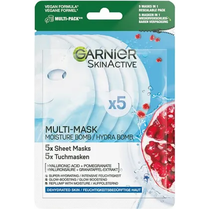 Garnier SkinActive Multi-Mask Hydra Bomb Tuchmasken-Set Gesichtsmaske 95g Garnier SkinActive Multi-Mask Hydra Bomb Tuchmasken-Set Gesichtsmaske 95g