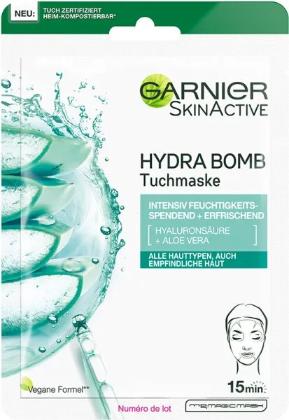 Garnier SkinActive Hyaluron Aloe Hydra Booster Serum-Maske Tuchmaske 28g Garnier SkinActive Hyaluron Aloe Hydra Booster Serum-Maske Tuchmaske 28g