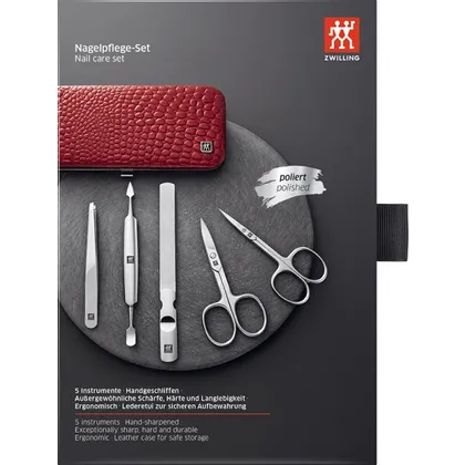 ZWILLING Beauty Rahmen-Etui, Rindleder, rot, 5-tlg. ZWILLING Beauty Rahmen-Etui, Rindleder, rot, 5-tlg.