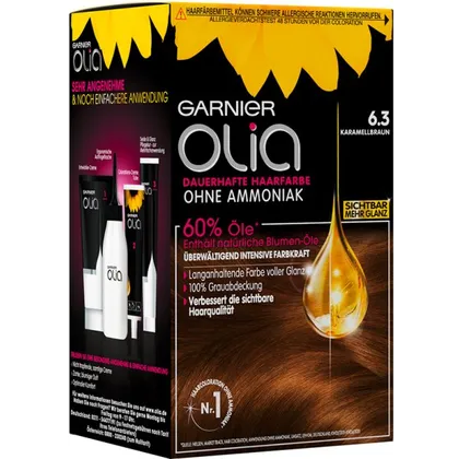 Garnier Olia dauerhafte Haarfarbe 6.3 Karamellbraun Coloration 1Stk Garnier Olia dauerhafte Haarfarbe 6.3 Karamellbraun Coloration 1Stk