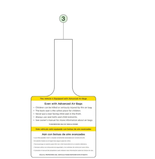 1463441-00-A Етикетка з попередженням про подушку безпеки LABEL- AIR BAG WARNING