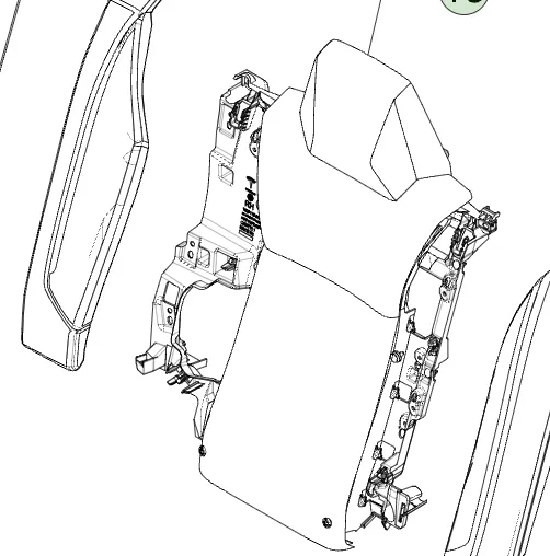 4098874-T1-A Збірка спинки сидіння другого ряду — ліва сторона SECOND ROW SEAT BACK ASSEMBLY – LEFT HAND