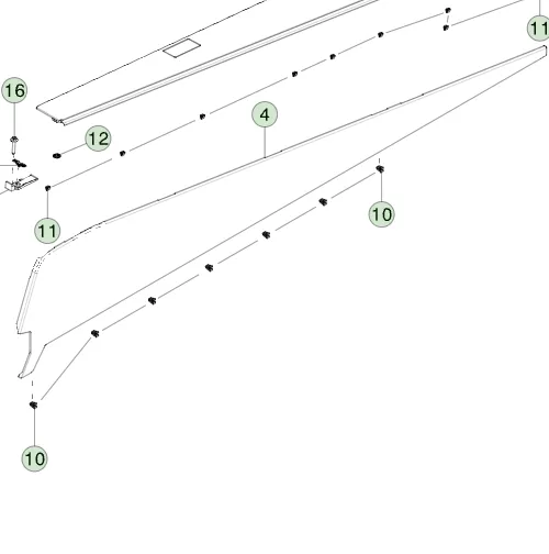 1817891-00-F Збірка верхньої бокової стінки вантажної платформи — права сторона UPPER BED SIDE WALL ASSEMBLY – RIGHT HAND