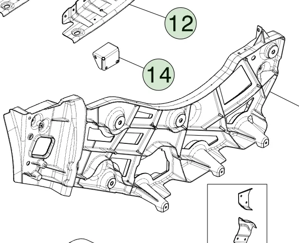 1780928-ST-J Збірка лівої литої стійки (маста) ASSEMBLY – MAST CASTING – LEFT HAND