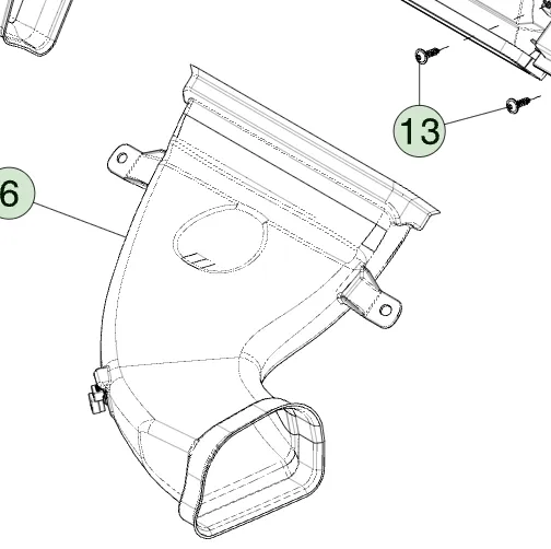 1908227-00-B Повітропровід панелі — правий PANEL DUCT – RIGHT HAND
