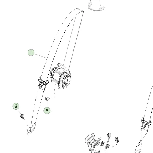 1836992-N1-C ДЗовнішній змотувач ременя безпеки другого ряду — чорний — Північна Америка  SECOND ROW – OUTBOARD RETRACTOR – BLACK – NORTH AMERICA
