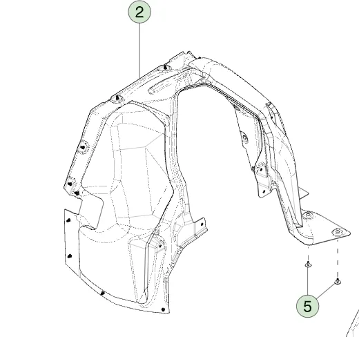 1800672-00-E Передній підкрилок правого колеса FRONT WHEEL LINER – RIGHT HAND