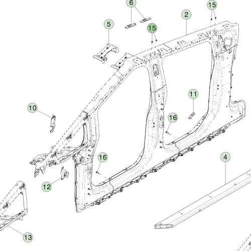 1963712-ST-A Збірка повної лівої бокової частини кузова ASSEMBLY – BODY SIDE COMPLETE – LEFT HAND