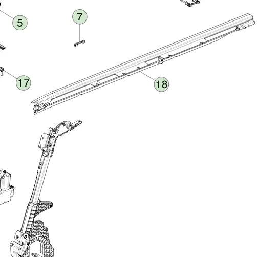 1852128-00-F Збірка горизонтальної рейки тонно (ліва сторона) TONNEAU HORIZONTAL RAIL ASSEMBLY – LEFT HAND